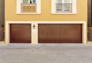 Contemporary house with three car garage door
