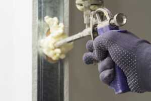 Heated garage door insulation gap